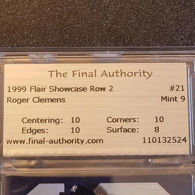 Sale Photo Thumbnail #32: 1999 Flair Showcase Row 2 Mint 9 Roger Clemens The Final Authority Silver