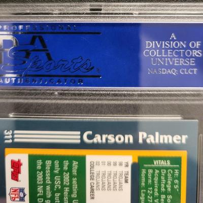 Sale Photo Thumbnail #111: 2003 Topps Carson Palmer PSA GEM MT 10 Rookie Card