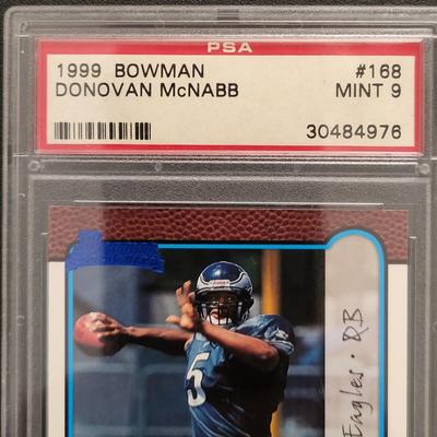 Sale Photo Thumbnail #130: 1999 Bowman Donovan McNabb PSA Mint 9