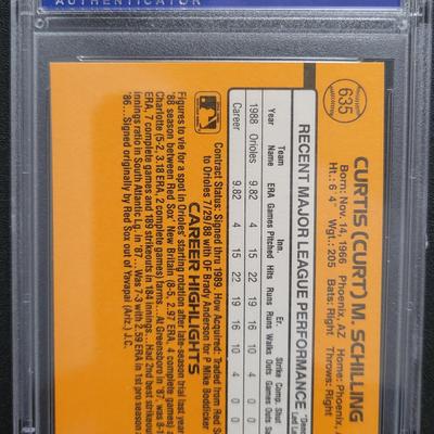 Sale Photo Thumbnail #152: 1989 Donruss Curt Schilling PSA Mint 9