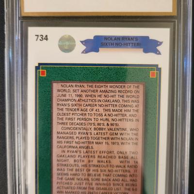 Sale Photo Thumbnail #202: 1990 Upper Deck Nolan Ryan Sixth No Hitter FGA Gem Mint 10