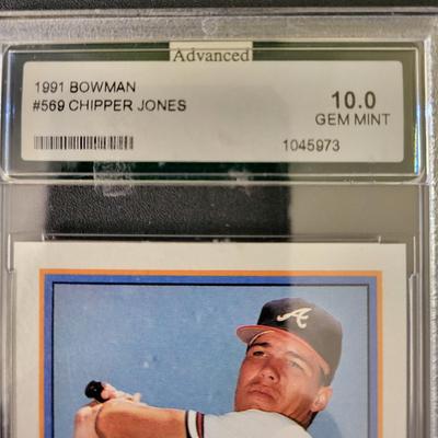 Sale Photo Thumbnail #205: 1991 Bowman Chipper Jones AGS Gem Mint 10.0 Rookie Card