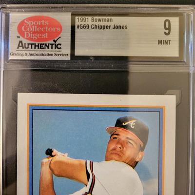 Sale Photo Thumbnail #225: 1991 Bowman Chipper Jones SCD Authentic Mint 9