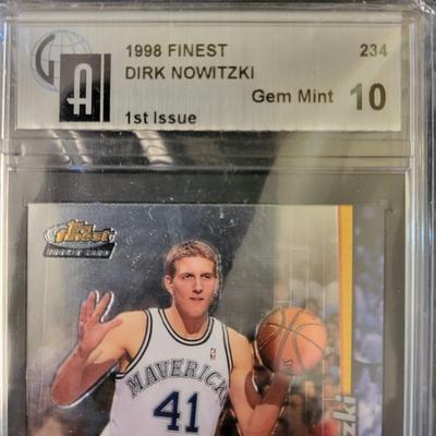 Sale Photo Thumbnail #240: 1998 Topps Finest Dirk Nowitzki 1st issue GAI Gem Mint 10