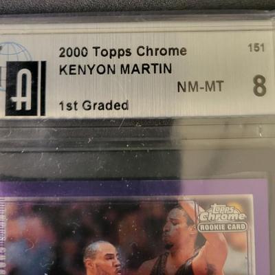 Sale Photo Thumbnail #245: 2000 Topps Chrome Kenyon Martin 1st Graded GAI NM-MT 8, #1 Draft Pick, Number 500/1999