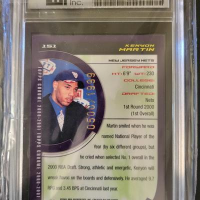 Sale Photo Thumbnail #247: 2000 Topps Chrome Kenyon Martin 1st Graded GAI NM-MT 8, #1 Draft Pick, Number 500/1999
