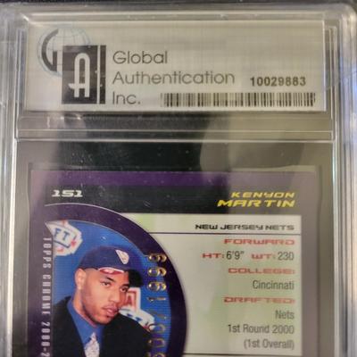 Sale Photo Thumbnail #246: 2000 Topps Chrome Kenyon Martin 1st Graded GAI NM-MT 8, #1 Draft Pick, Number 500/1999