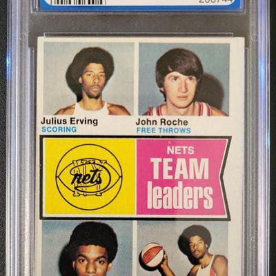 Sale Photo Thumbnail #263: 1974-75 Topps Team Leaders Erving/Roche/Kenon PGS NM 7.5
