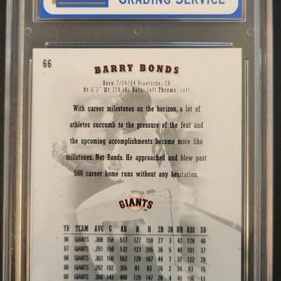 Sale Photo Thumbnail #291: 2001 UD Sp Authentic Barry Bonds PGS Mint 9