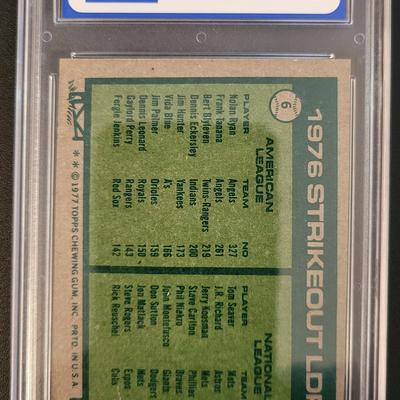 Sale Photo Thumbnail #318: 1977 Topps Ryan/Seaver 1976 Strikeout Leaders PGS NM 7