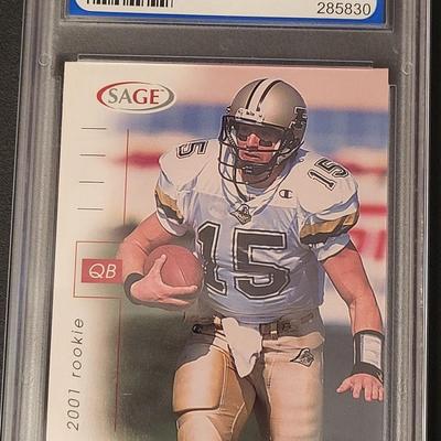 Sale Photo Thumbnail #343: 2001 SAGE DREW BREES GRADED 10 GEM-MT RC