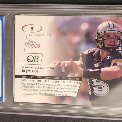 Sale Photo Thumbnail #341: 2001 SAGE DREW BREES GRADED 10 GEM-MT RC