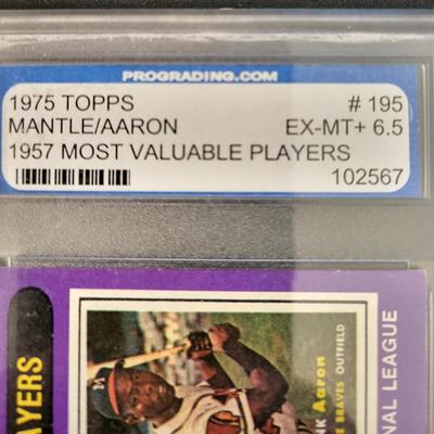 Sale Photo Thumbnail #350: 1975 Topps Mantle/Aaron 1957 Most Valuable Players PGS EX-MT+6.5