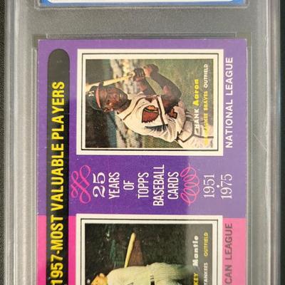 Sale Photo Thumbnail #353: 1975 Topps Mantle/Aaron 1957 Most Valuable Players PGS EX-MT+6.5