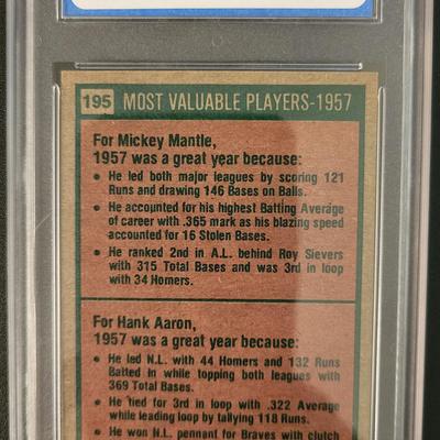 Sale Photo Thumbnail #352: 1975 Topps Mantle/Aaron 1957 Most Valuable Players PGS EX-MT+6.5