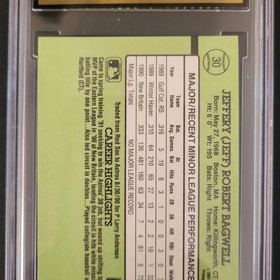 Sale Photo Thumbnail #377: 1991 Donruss Jeff Bagwell #30 The Rookies MG GEM MT 10 RC