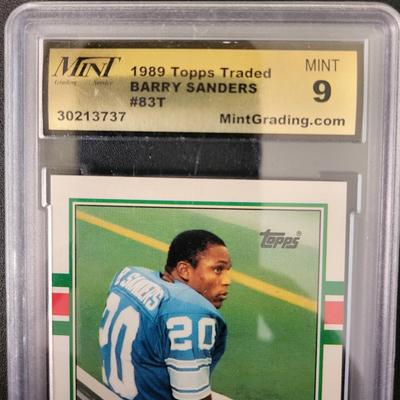 Sale Photo Thumbnail #395: 1989 Topps Traded Barry Sanders MGS Mint 9 Rookie card