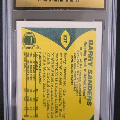 Sale Photo Thumbnail #397: 1989 Topps Traded Barry Sanders MGS Mint 9 Rookie card