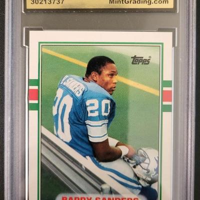 Sale Photo Thumbnail #398: 1989 Topps Traded Barry Sanders MGS Mint 9 Rookie card