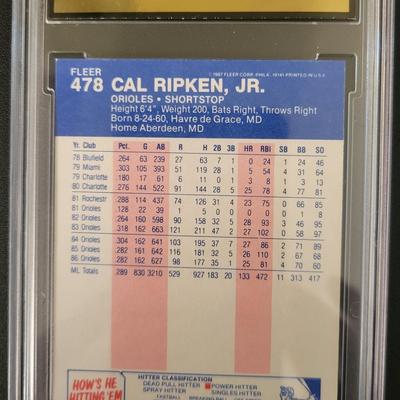 Sale Photo Thumbnail #412: 1987 Fleer Cal Ripken, Jr MGS 
GEM MT 10