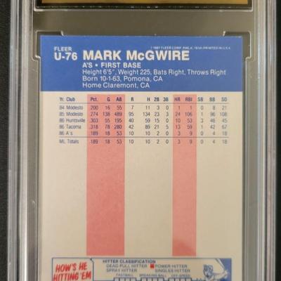 Sale Photo Thumbnail #417: 1987 Fleer Update Mark McGwire MGS GEM MT 10