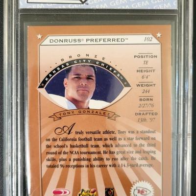Sale Photo Thumbnail #442: 1997 Donruss Preferred Tony Gonzalez Rookie Gem Grading Gem Mint 10