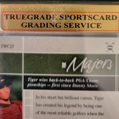 Sale Photo Thumbnail #476: 2001 Upperdeck Collectables Tiger Woods Rookie Truegrade Sportscard Grading Service Gem Mint 10