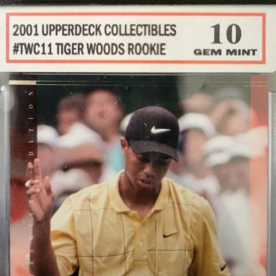 Sale Photo Thumbnail #480: 2001 Upperdeck Collectables Tiger Woods Rookie Truegrade  Sportscard Grading Service Gem Mint 10