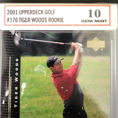 Sale Photo Thumbnail #485: 2001 Upperdeck Golf Tiger Woods Rookie Truegrade Sportscard Grading Service Gem Mint 10