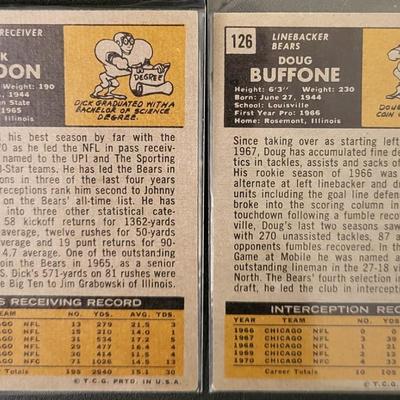 Sale Photo Thumbnail #510: 1971 Topps Chicago Bears Ed O'Bradovich, Bobby Douglas, Jack Concannon, Lee Roy Caffey, Mac Percival, Doug Buffone, Dick Gordon, DIck Butkus, Gale Sayers