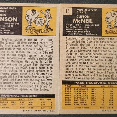 Sale Photo Thumbnail #518: 1971 Topps Giants Fran Tarkenton, Tucker Frederickson, Pete Gogolak, Spider Lockhart, Bob Tucker, Ron Johnson ( RC ), Clifton McNeil