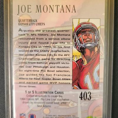 Sale Photo Thumbnail #534: 1994 NFL Pro Line Live Illustration Cards Sterling Sharpe, Derrick Thomas, Joe Montana