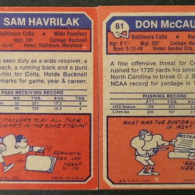 Sale Photo Thumbnail #576: 1973 Topps Colts Complete Set (19 Cards)
Ted Hendricks, Bubba Smith, Lydell Mitchell, Marty Domres, David Lee, Cornelius Johnson, Fred Hoaglin, Glenn Ressler, Ray May
Jim O'Brien, Rick Volk, Charlie Stukes, Don McCauley, Sam Havrilak, Tom Mitchell, Roy Hi