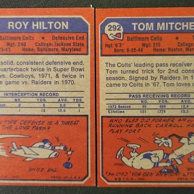 Sale Photo Thumbnail #578: 1973 Topps Colts Complete Set (19 Cards)
Ted Hendricks, Bubba Smith, Lydell Mitchell, Marty Domres, David Lee, Cornelius Johnson, Fred Hoaglin, Glenn Ressler, Ray May
Jim O'Brien, Rick Volk, Charlie Stukes, Don McCauley, Sam Havrilak, Tom Mitchell, Roy Hi