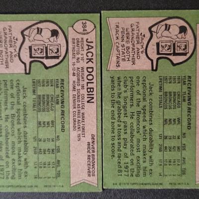 Sale Photo Thumbnail #616: 1977-1980 Topps (8 Cards)
1979 Topps Mark Moseley 
1980 Topps Mark Moseley All Pro
1977 Topps Jack Dolbin
1978 Topps Jack Dolbin (3),
1974 Topps Pete Athas (2)