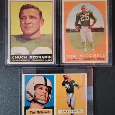 Sale Photo Thumbnail #637: Philadelphia Eagles 
1958 Topps Tom McDonald, 
1961 Topps Chuck Bednarik
1957 Topps Tom McDonald RC