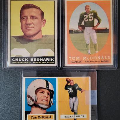 Sale Photo Thumbnail #630: Philadelphia Eagles 
1958 Topps Tom McDonald, 
1961 Topps Chuck Bednarik
1957 Topps Tom McDonald RC