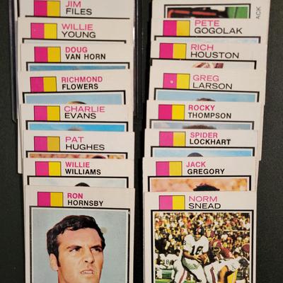 Sale Photo Thumbnail #704: 1973 Topps Giants (20 CARDS of which 12 are rookies)
Bob Tucker, Dick Enderle RC, Jim Files RC, Willie Young RC, Doug Van Horn RC, Richmond Flowers RC, Charlie Evans RC, Pat Hughes RC, Willie Williams RC, Ron Hornsby
Pete Athas, Tom Blanchard RC, Pete Gog