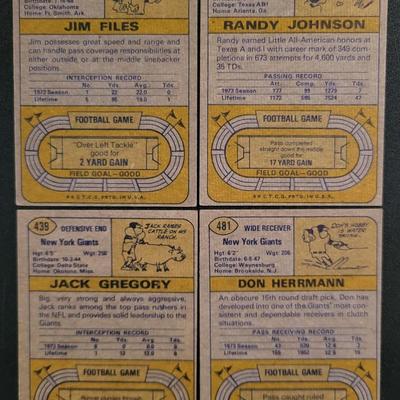 Sale Photo Thumbnail #724: 1974 Topps Giants (19 Cards)
Norm Snead, Willie Williams, Tom Blanchard, John Mendenhall, Spider Lockhart, Ron Johnson, Don Goich, Pat Hughes, Greg Larson, Doug Van Horn, Pete Athas, Don Herrmann, Randy Johnson, Jim Files, Vince Clements, Bob Gim, Pete Go