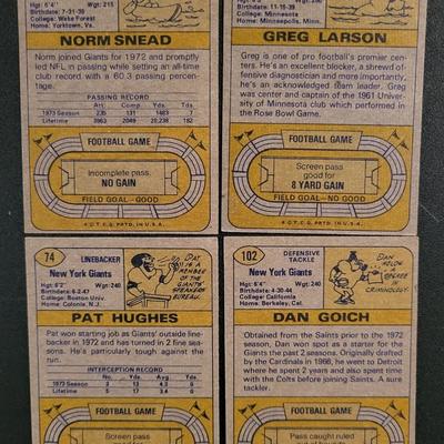 Sale Photo Thumbnail #718: 1974 Topps Giants (19 Cards)
Norm Snead, Willie Williams, Tom Blanchard, John Mendenhall, Spider Lockhart, Ron Johnson, Don Goich, Pat Hughes, Greg Larson, Doug Van Horn, Pete Athas, Don Herrmann, Randy Johnson, Jim Files, Vince Clements, Bob Gim, Pete Go