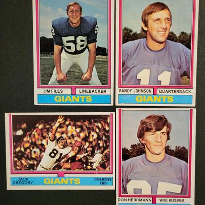Sale Photo Thumbnail #723: 1974 Topps Giants (19 Cards)
Norm Snead, Willie Williams, Tom Blanchard, John Mendenhall, Spider Lockhart, Ron Johnson, Don Goich, Pat Hughes, Greg Larson, Doug Van Horn, Pete Athas, Don Herrmann, Randy Johnson, Jim Files, Vince Clements, Bob Gim, Pete Go