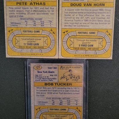 Sale Photo Thumbnail #726: 1974 Topps Giants (19 Cards)
Norm Snead, Willie Williams, Tom Blanchard, John Mendenhall, Spider Lockhart, Ron Johnson, Don Goich, Pat Hughes, Greg Larson, Doug Van Horn, Pete Athas, Don Herrmann, Randy Johnson, Jim Files, Vince Clements, Bob Gim, Pete Go