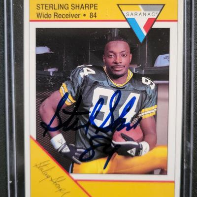 Sale Photo Thumbnail #736: Topps Brown/Sharpe/ Waller. NO COA's for signed cards
1989 Topps Dave Brown SIGNED AND INSCRIPTED
1991 Saranac Sterling Sharpe Singed
1957 Topps Ron Waller