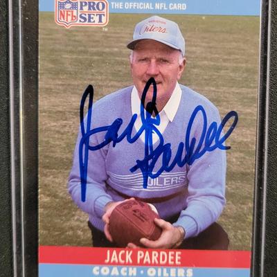 Sale Photo Thumbnail #770: 1988 Topps Mike Rozier, SIGNED NO COA
 1989 Score Bruce Matthews SIGNED NO COA
1990 Pro Set Jack Pardee SIGNED NO COA
. NO COA'S for signed cards