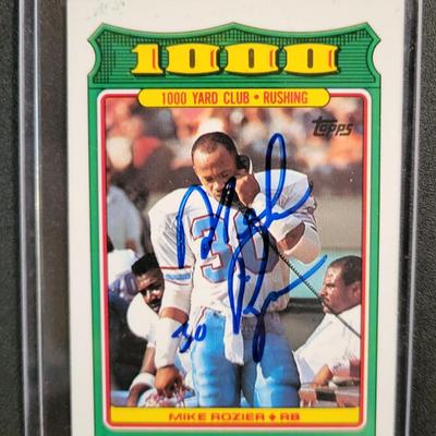 Sale Photo Thumbnail #767: 1988 Topps Mike Rozier, SIGNED NO COA
 1989 Score Bruce Matthews SIGNED NO COA
1990 Pro Set Jack Pardee SIGNED NO COA
. NO COA'S for signed cards