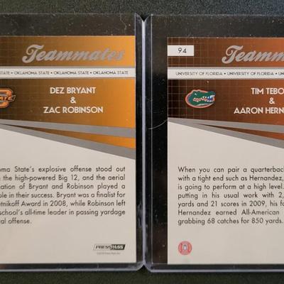 Sale Photo Thumbnail #786: 2010 PressPass Teamates
Tim Tebow/Aaron Hernandez, Dez Bryant/Zac Robinson, Jevan Snead/Dexter McCluster, Sam Bradford/Gerald McCoy
Johnathan Dwyer/Derrick Morgan
Hits Top 3 Mario Williams, Reggie Bush, Vince Young