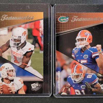 Sale Photo Thumbnail #785: 2010 PressPass Teamates
Tim Tebow/Aaron Hernandez, Dez Bryant/Zac Robinson, Jevan Snead/Dexter McCluster, Sam Bradford/Gerald McCoy
Johnathan Dwyer/Derrick Morgan
Hits Top 3 Mario Williams, Reggie Bush, Vince Young
