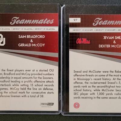 Sale Photo Thumbnail #788: 2010 PressPass Teamates
Tim Tebow/Aaron Hernandez, Dez Bryant/Zac Robinson, Jevan Snead/Dexter McCluster, Sam Bradford/Gerald McCoy
Johnathan Dwyer/Derrick Morgan
Hits Top 3 Mario Williams, Reggie Bush, Vince Young