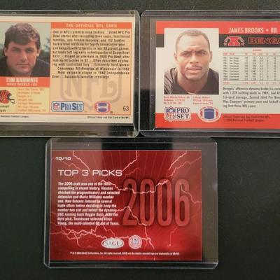 Sale Photo Thumbnail #846: 1989 Topps Ickey Woods, 1990 ProSet James Brooks, 1999 Upper Deck Takeo Spikes