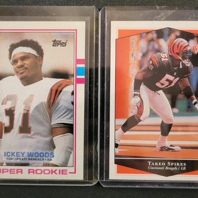 Sale Photo Thumbnail #843: 1989 Topps Ickey Woods, 1990 ProSet James Brooks, 1999 Upper Deck Takeo Spikes